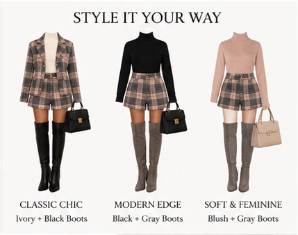 Blush Avenue Plaid Blazer & Shorts Set
