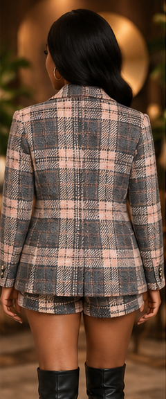 Blush Avenue Plaid Blazer & Shorts Set