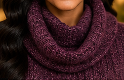 Plum Elegance Layered Knit Turtleneck Poncho