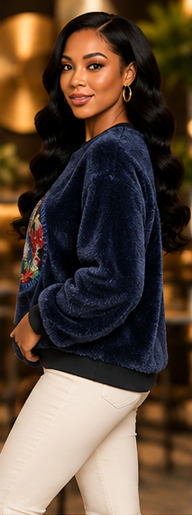 Midnight Emblem Plush Embroidered Sweatshirt