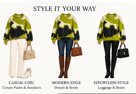 Electric Moss ROEY WANG Abstract Knit Sweater