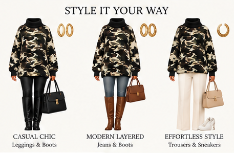 Cozy Command Camo Sherpa Tunic Sweater
