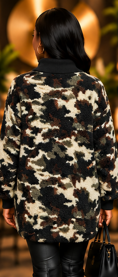 Cozy Command Camo Sherpa Tunic Sweater