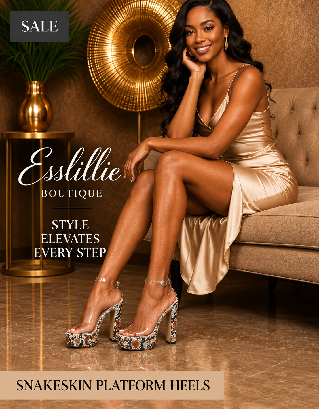 Clear Snake Square-Toe Heels