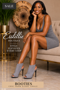 Gray Peep-Toe Stiletto Booties