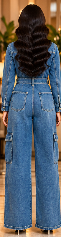 The City Utility Belted Denim Jumpsuit