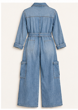 Blue Hour Belted Denim Utility Jumpsuit