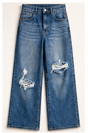 Everyday Edge Distressed Wide-Leg Jeans
