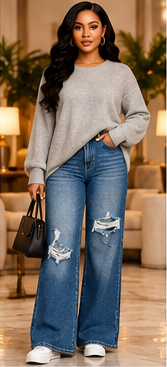 Everyday Edge Distressed Wide-Leg Jeans