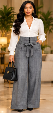 Uptown Elegance Belted Wide-Leg Trousers