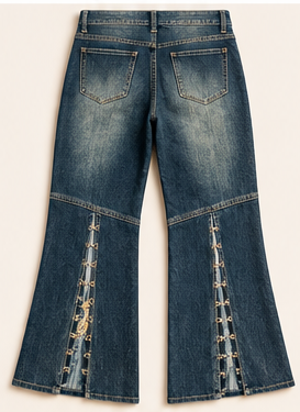 Golden Rose Embroidered Flare Jeans
