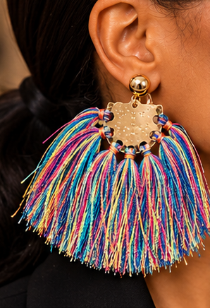 Color Splash Multicolor Fringe Statement Earrings