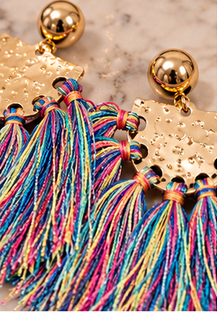 Color Splash Multicolor Fringe Statement Earrings