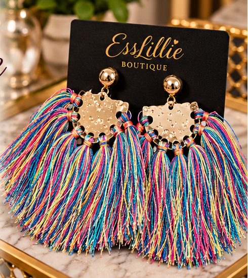 Color Splash Multicolor Fringe Statement Earrings