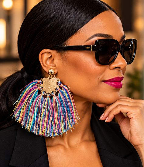 Color Splash Multicolor Fringe Statement Earrings