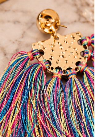 Color Splash Multicolor Fringe Statement Earrings