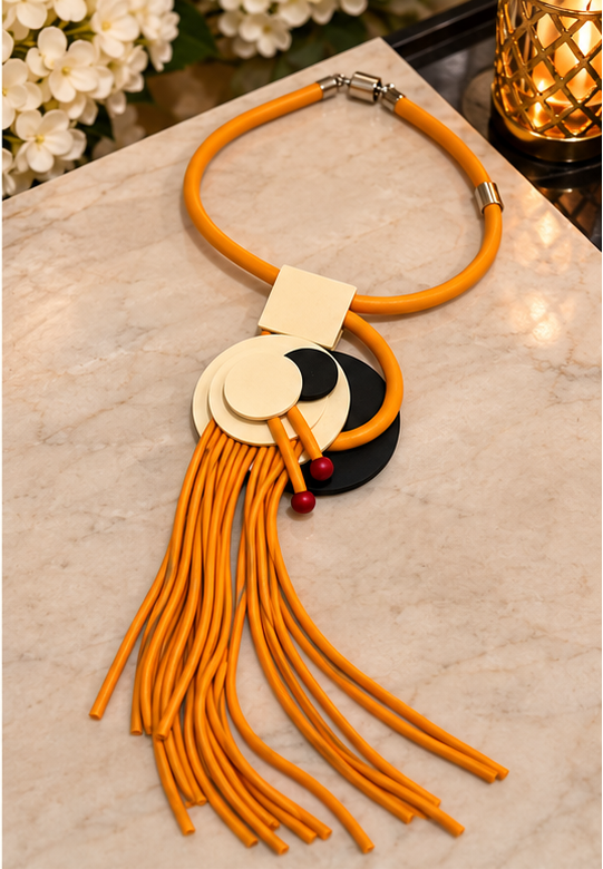 Golden Orbit Sculptural Statement Necklace