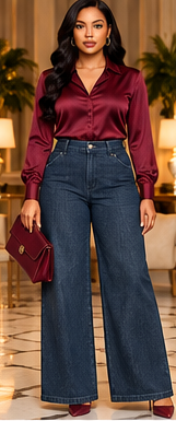 Midnight Avenue Tailored Wide-Leg Jeans