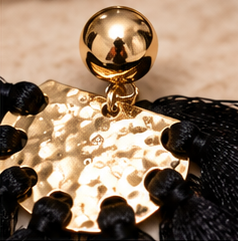 Midnight Noir Black Tassel Statement Earrings