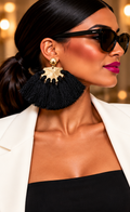 Midnight Noir Black Tassel Statement Earrings