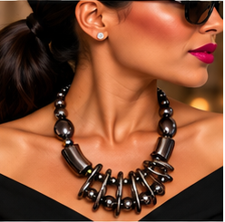 Midnight Orbit Gunmetal Statement Necklace
