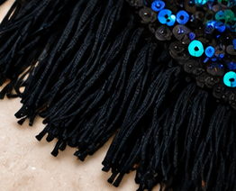 Midnight Peacock Sequin Fringe Statement Collar