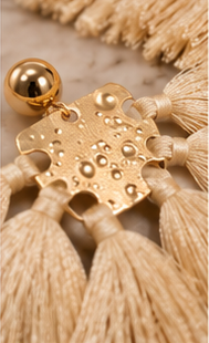 Champagne Cascade Gold-Tone Tassel Statement Earrings
