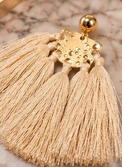 Champagne Cascade Gold-Tone Tassel Statement Earrings