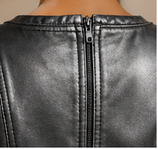 Silver Noir Sculpted Leather Peplum Top