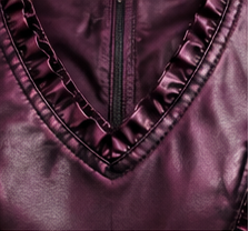 Plum Royale Ruffle-Trim Leather Top