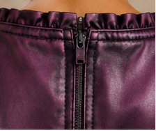 Plum Royale Ruffle-Trim Leather Top