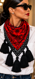 Red Rebel Paisley Tassel Scarf