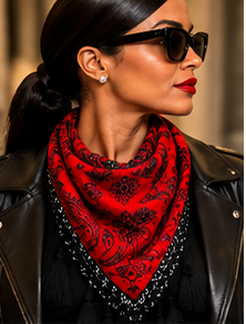 Red Rebel Paisley Tassel Scarf