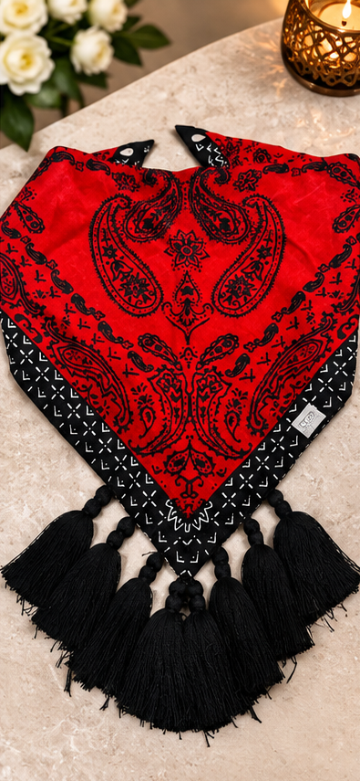 Red Rebel Paisley Tassel Scarf