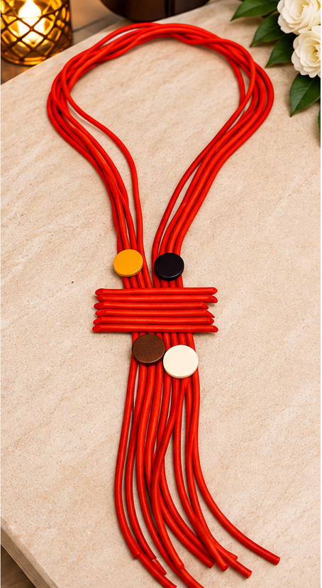 Red Rhythm Modern Statement Necklace