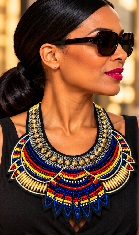Royal Mosaic Embellished Statement Collar Necklace