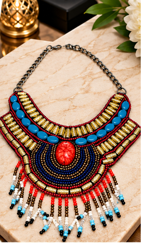 Royal Nomad Beaded Statement Necklace