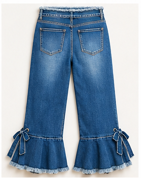 Blue Belle Bow-Tie Ruffle Jeans