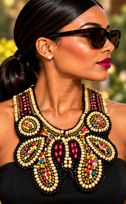 Savanna Mosaic Beaded Statement Collar Necklace
