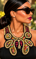 Savanna Mosaic Beaded Statement Collar Necklace