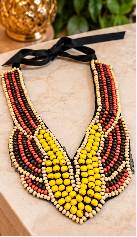 Sunset Mosaic Beaded Statement Necklace