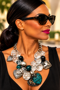 Turquoise Heartbeat Charm Statement Necklace