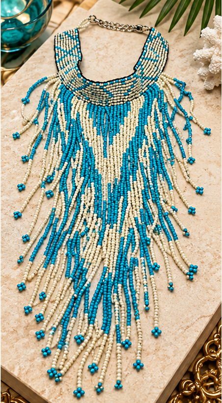 Turquoise Tides Cascading Beaded Statement Necklace
