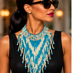 Turquoise Tides Cascading Beaded Statement Necklace